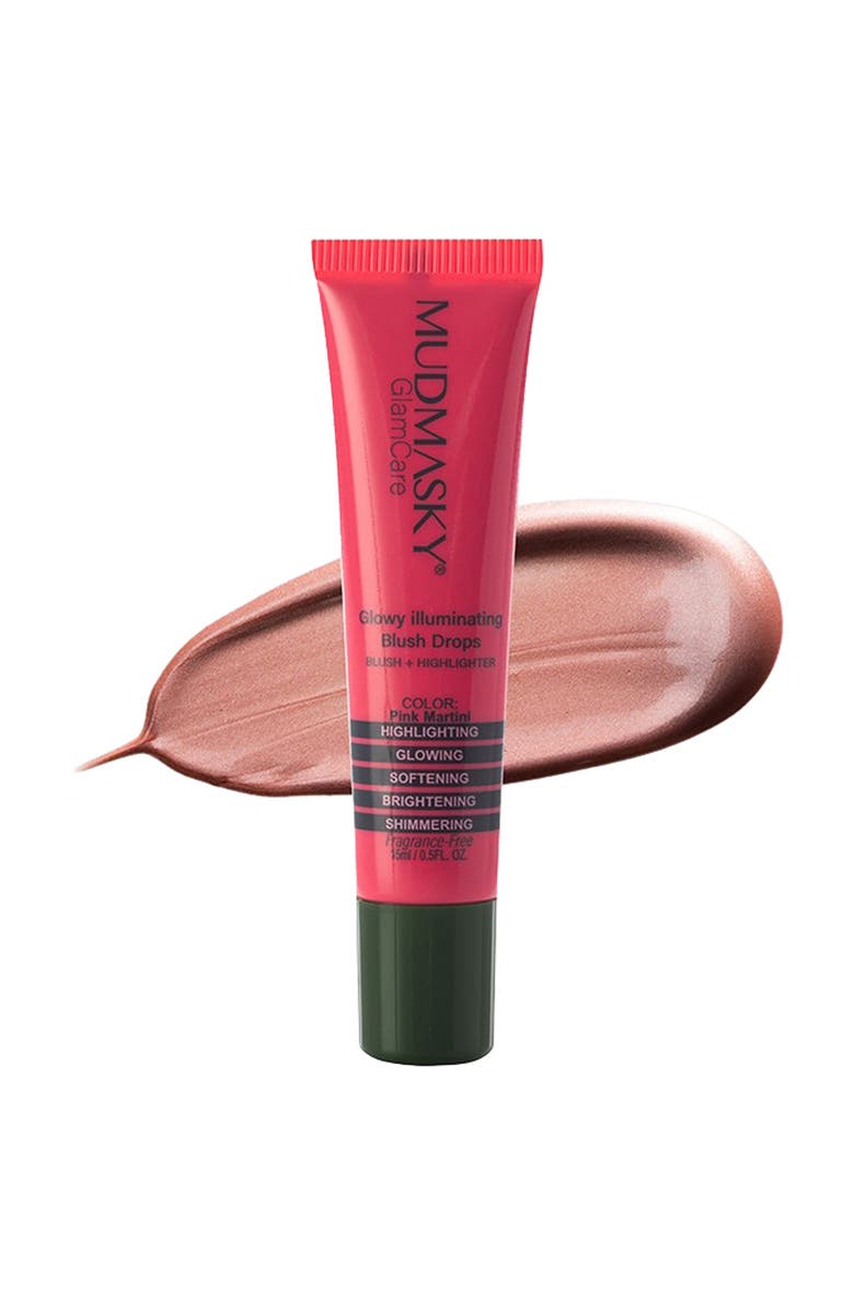 MUDMASKY Glowy Illuminating Blush Drops - Pink Martini 0.5oz, Main, color, NO COLOR