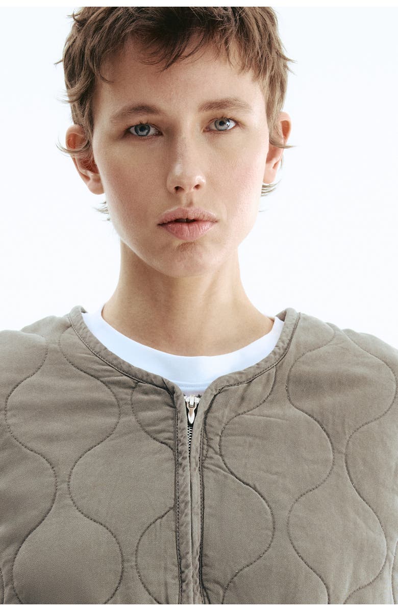 H&M Quilted Twill Jacket, Alternate, color, Gray