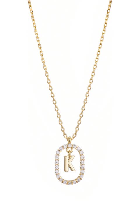 Floating Letter Initial Cubic Zirconia Pendant Necklace