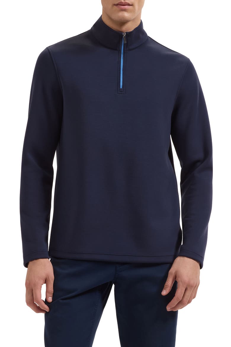 Soft Touch Quarter Zip Knit Top, Main, color, NAVY