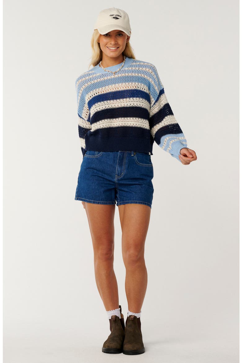 Paraiso Lightweight Striped Open Stitch Sweater, Alternate, color, BLUE
