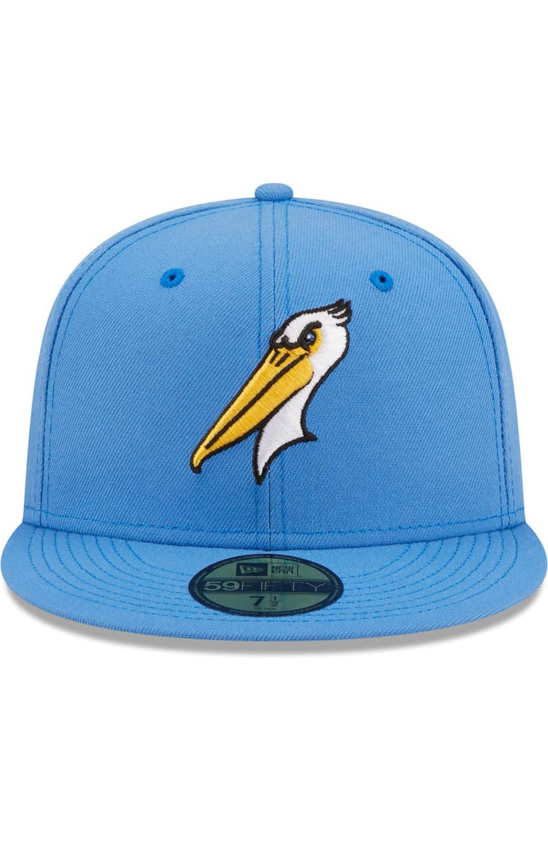New Era Men's New Era Light Blue Myrtle Beach Pelicans Authentic Collection 59FIFTY Fitted Hat, Alternate, color, Light Blue