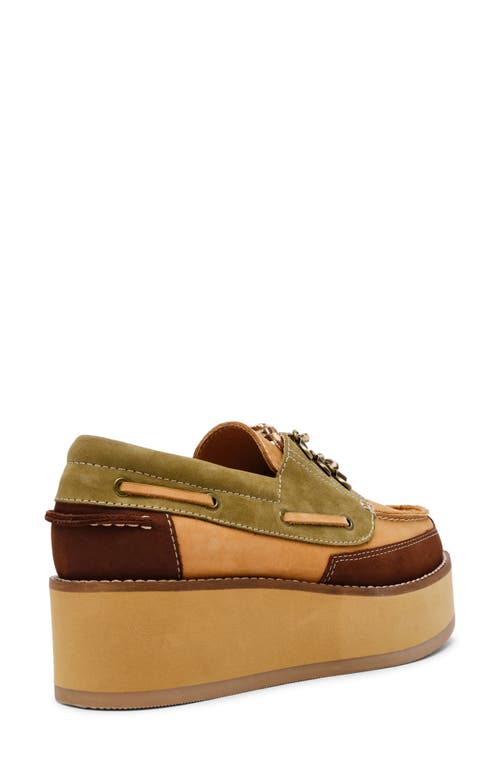 Steve Madden Benett Platform Boat Shoe In Olive/brown