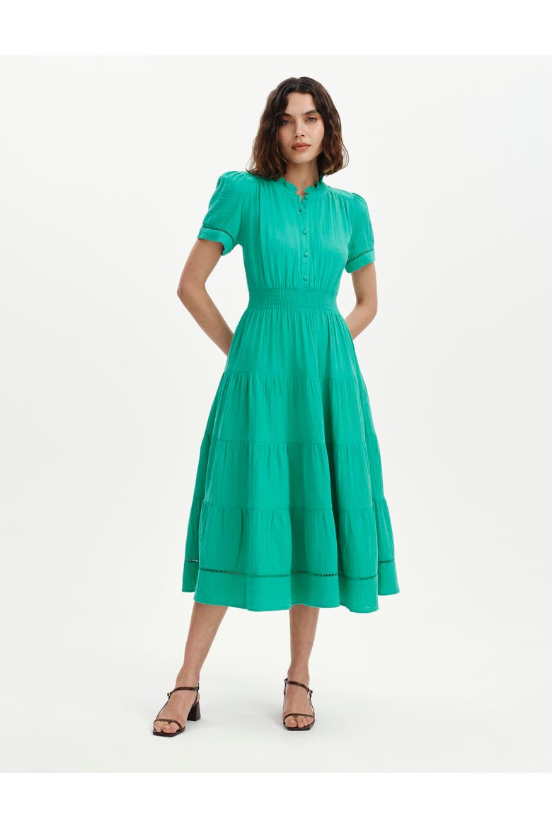 Petite Natalia Cheesecloth Midi Dress, Alternate, color, Green