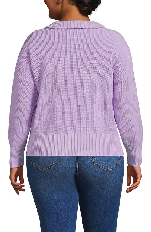 Lands' End Plus Size Drifter Shaker Wedge Quarter Zip Sweater In Purple