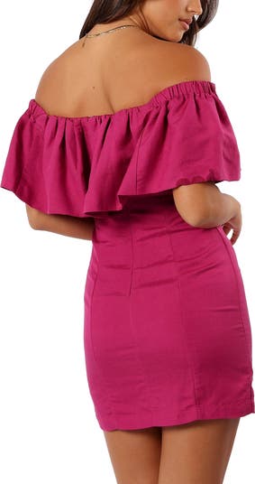 Dora Off the Shoulder Linen Blend Minidress
