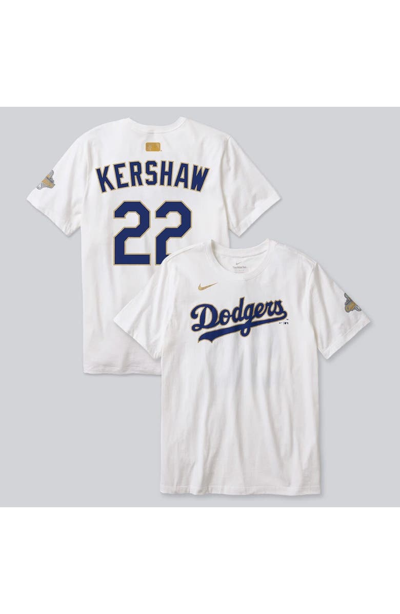 Nike Men's Nike Clayton Kershaw White Los Angeles Dodgers 2026 Gold Collection Player Name & Number T-Shirt, Main, color, White