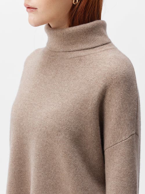 Gobi Mongolian Cashmere Organic Color Cashmere Roll-neck Sweater In Taupe