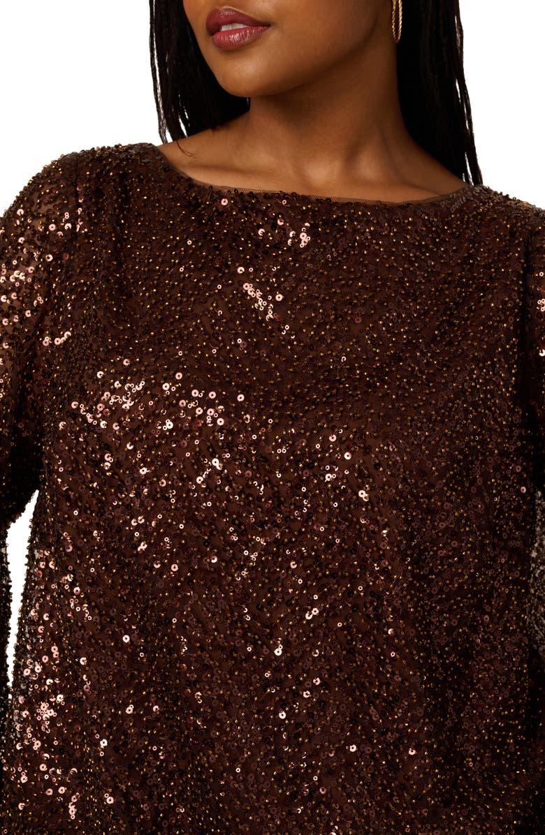 Adrianna Papell Sequin Embellished Cocktail Dress, Alternate, color, Timber
