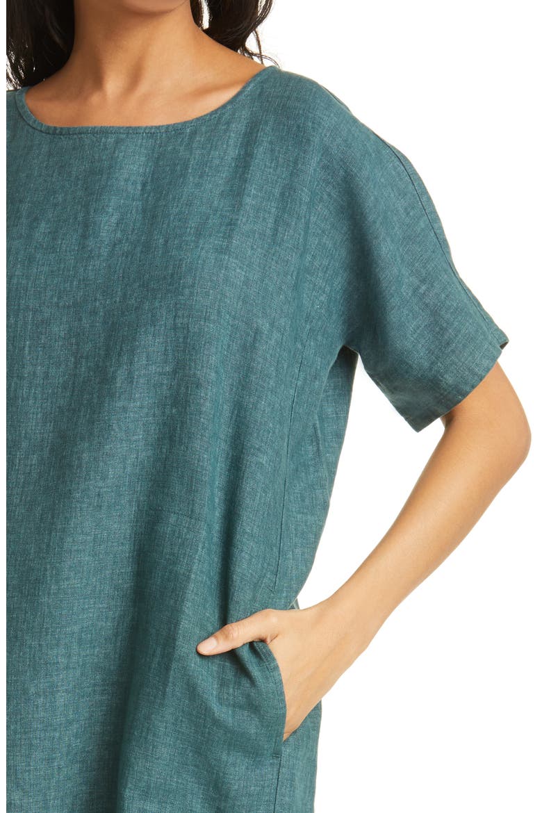 Organic Linen Shift Dress, Alternate, color, AGEAN