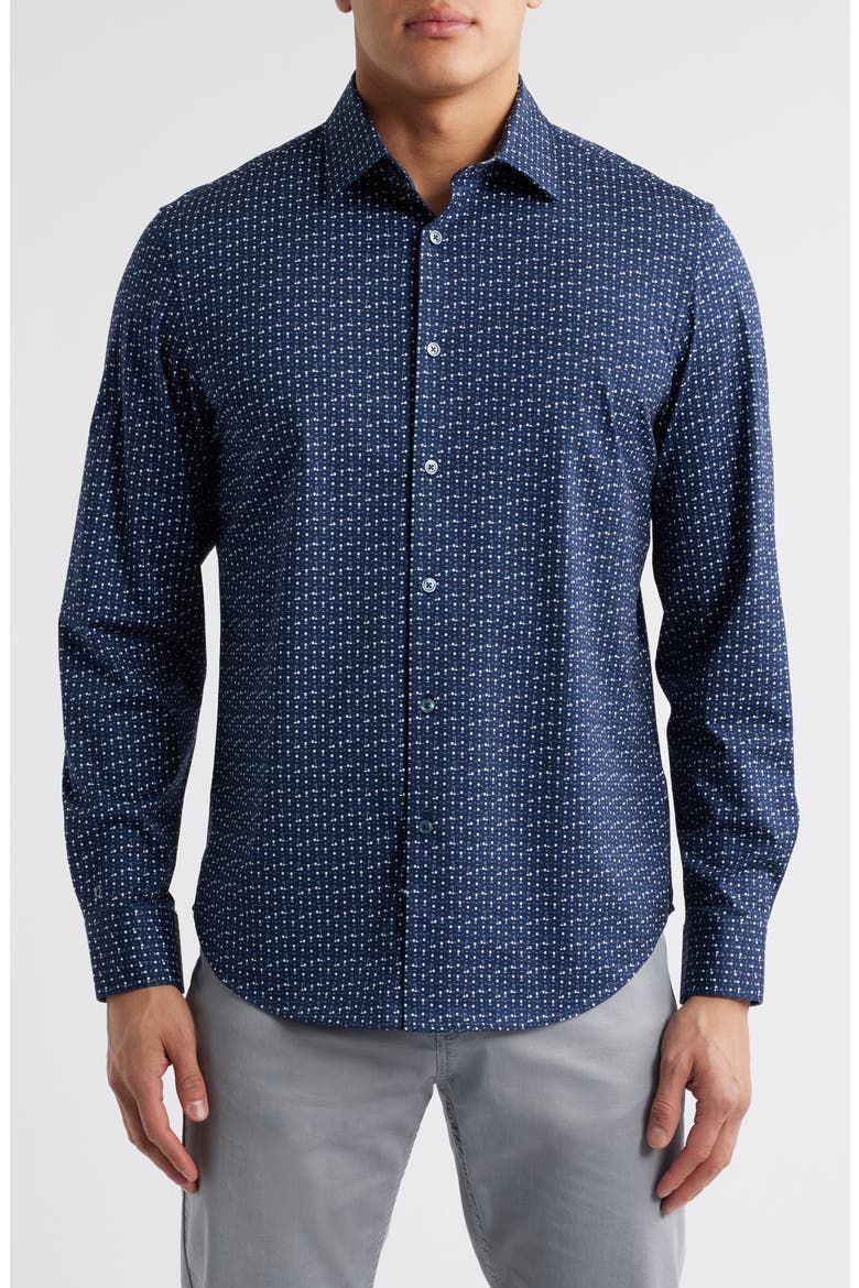 James OoohCotton® Golf Print Button-Up Shirt, Main, color, NAVY