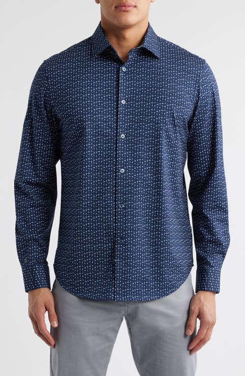 Bugatchi James Ooohcotton® Golf Print Button-up Shirt In Navy
