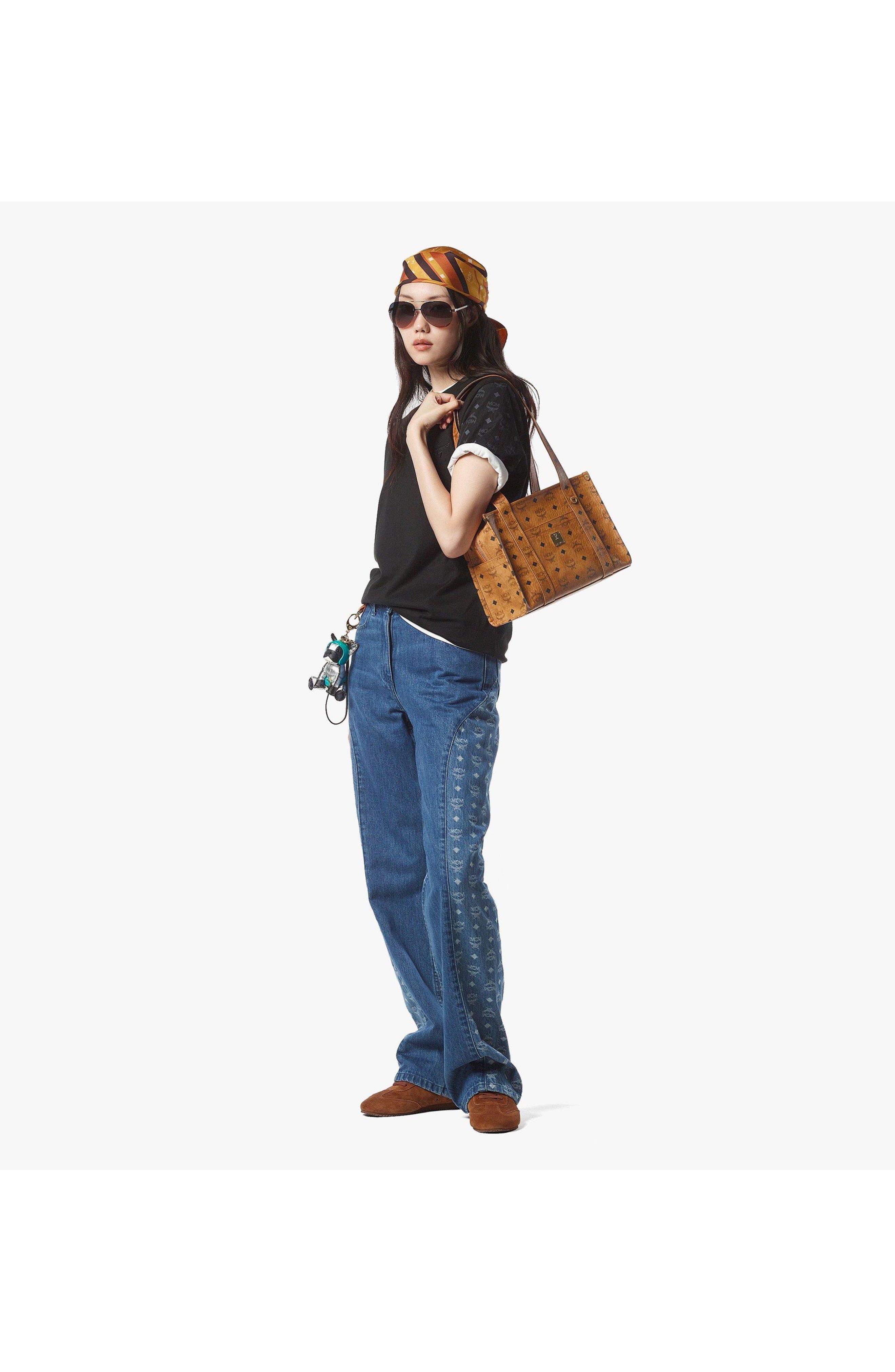 Small Aren School Bag Tote in Visetos, Alternate, color, Cognac