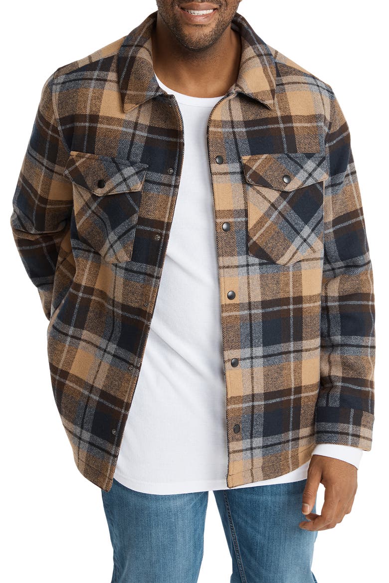 Kansas Regular Fit Check Shirt Jacket, Main, color, BROWN