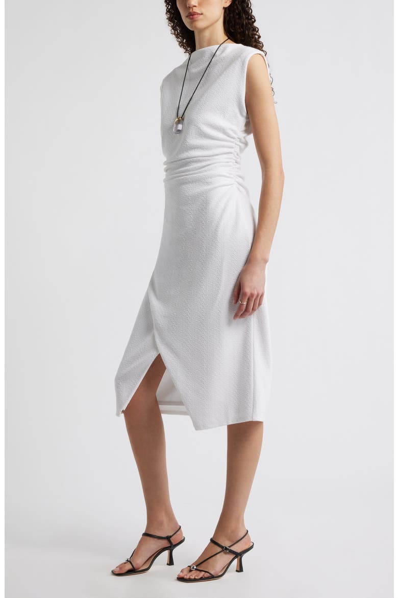 Ruched Cap Sleeve Dress, Alternate, color, WHITE