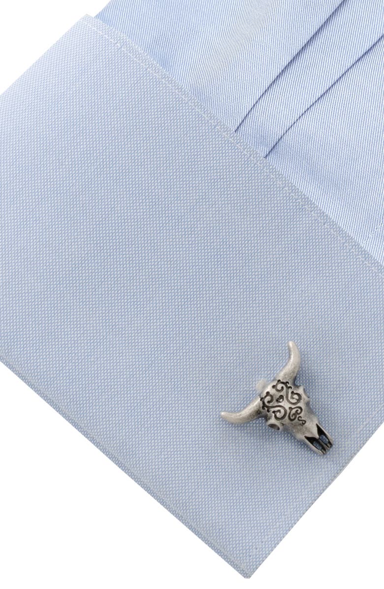 Cufflinks, Inc. Cow Skull Cuff Links, Alternate, color, Silver