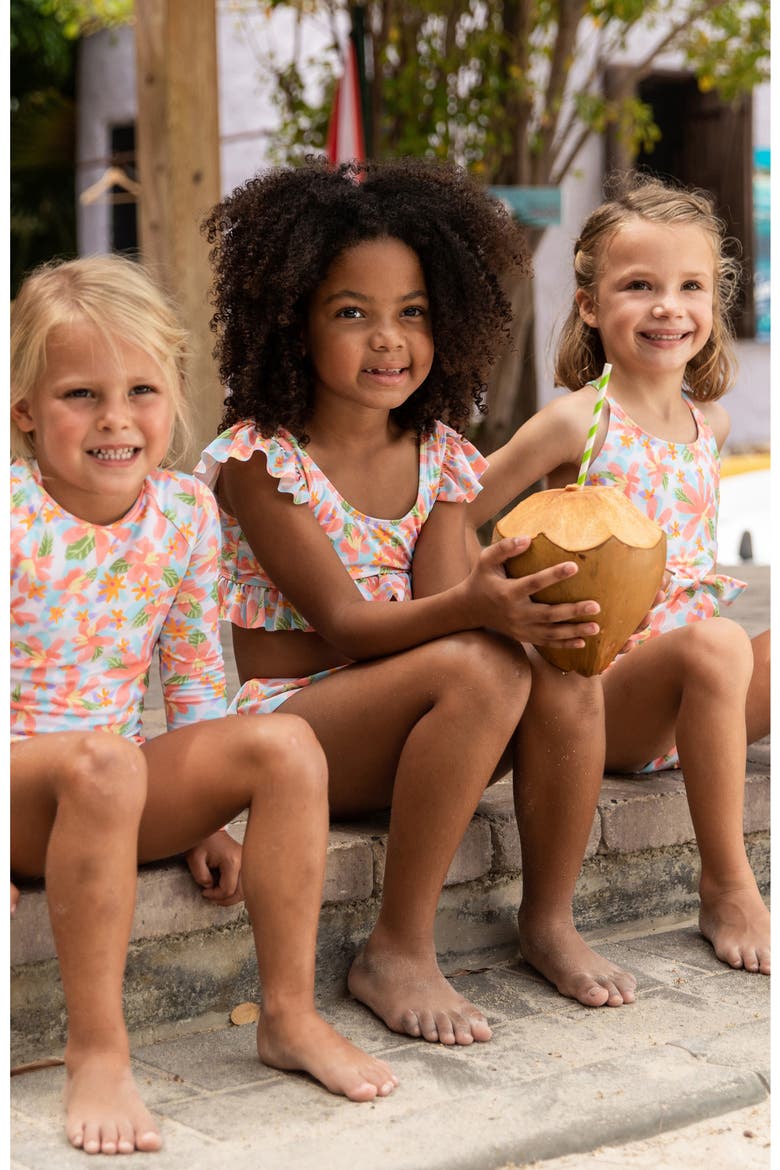 Kids' Floral Ruffle Two-Piece Swimsuit, Alternate, color, IVORY MULTI