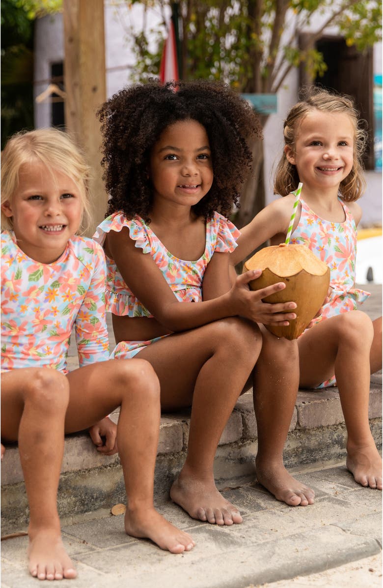 Snapper Rock Kids' Floral Ruffle Two-Piece Swimsuit, Alternate, color, Ivory Multi