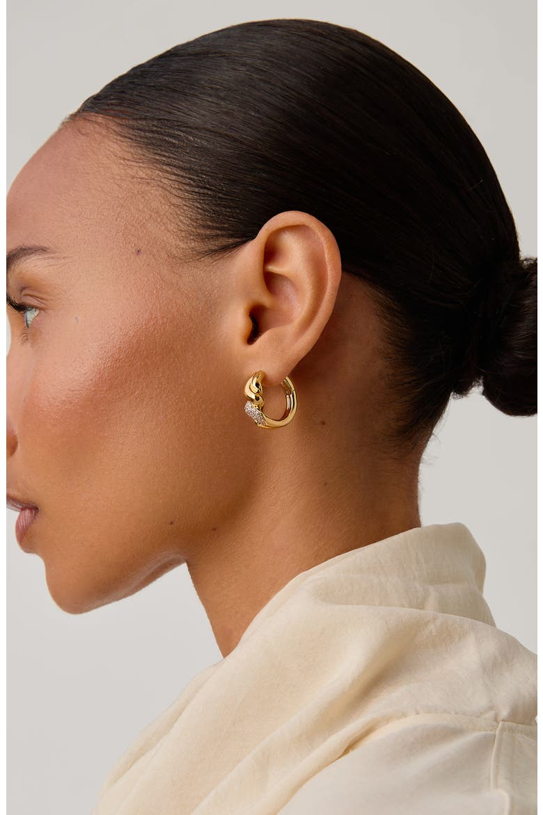Molten Snow Twisted Small Hoop Earrings, Alternate, color, GOLD