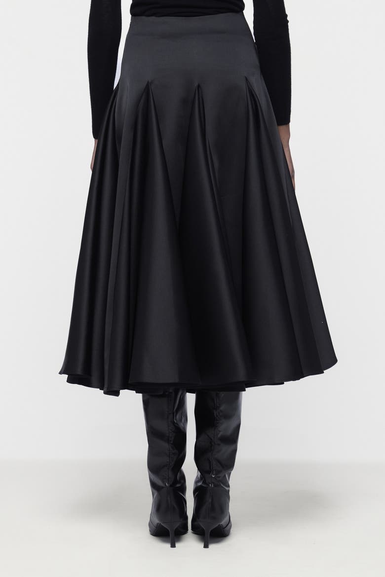 Flared Godet Skirt, Alternate, color, Black