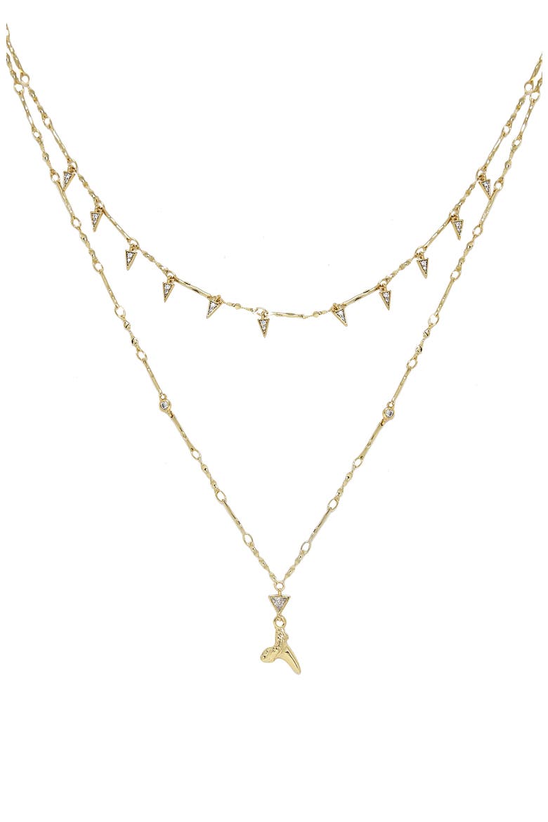 Shark Tooth Pendant Multistrand Necklace, Main, color, GOLD