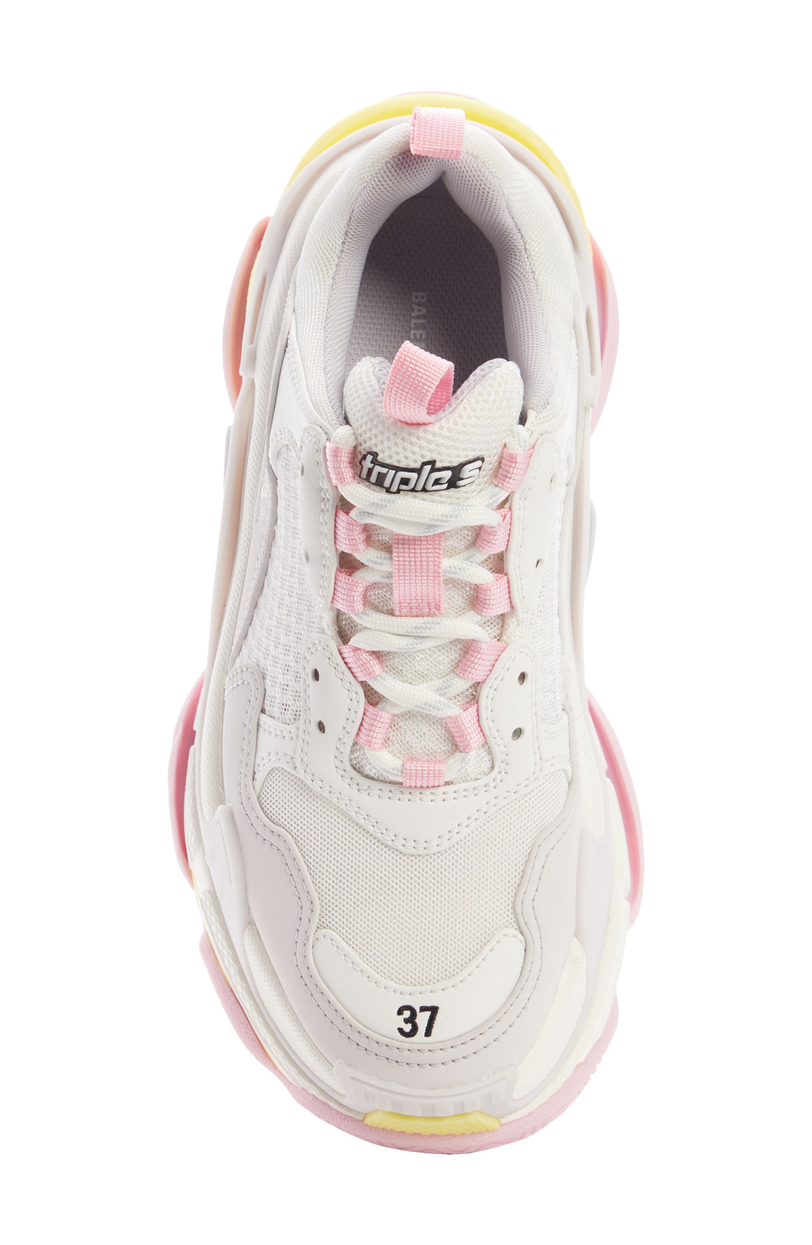 Triple S Low Top Sneaker, Alternate, color, YELLOW/ PINK/ BLUE/ WHITE