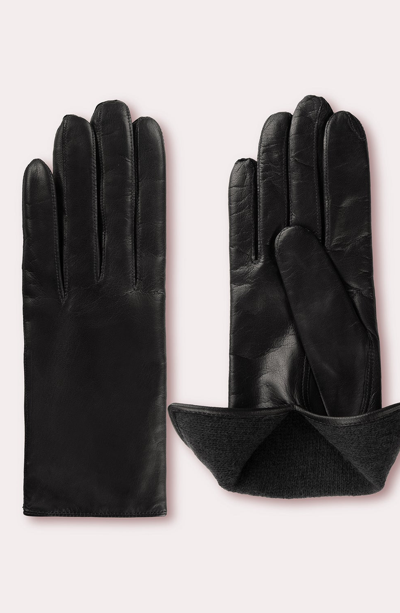 Seymoure Classic Kelly Leather Cashmere Lined Gloves, Alternate, color, Black