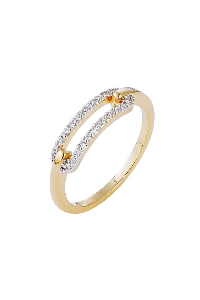 14K Gold Plated Cubic Zirconia Link Ring, Main, color, GOLD
