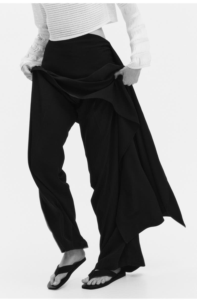 H&M Tailored Skirt-layered Trousers, Alternate, color, Black