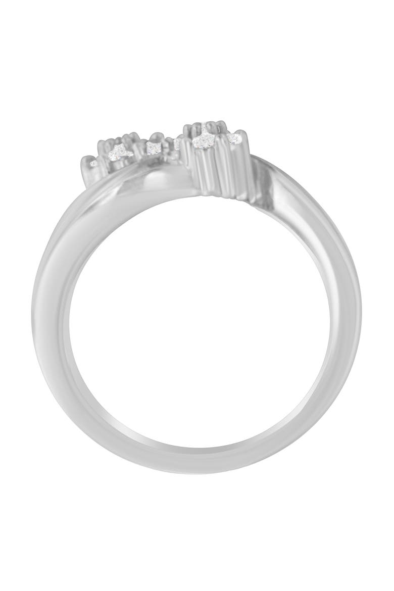 14K White Gold Round and Baguette Diamond Bypass Ring, Alternate, color, White Gold
