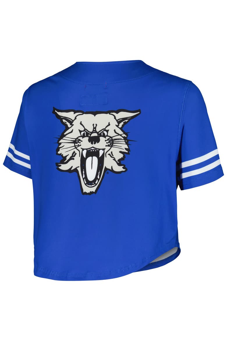 Women's Mitchell & Ness  Royal Kentucky Wildcats Vault Cropped V-Neck Button-Up Shirt, Alternate, color, Royal