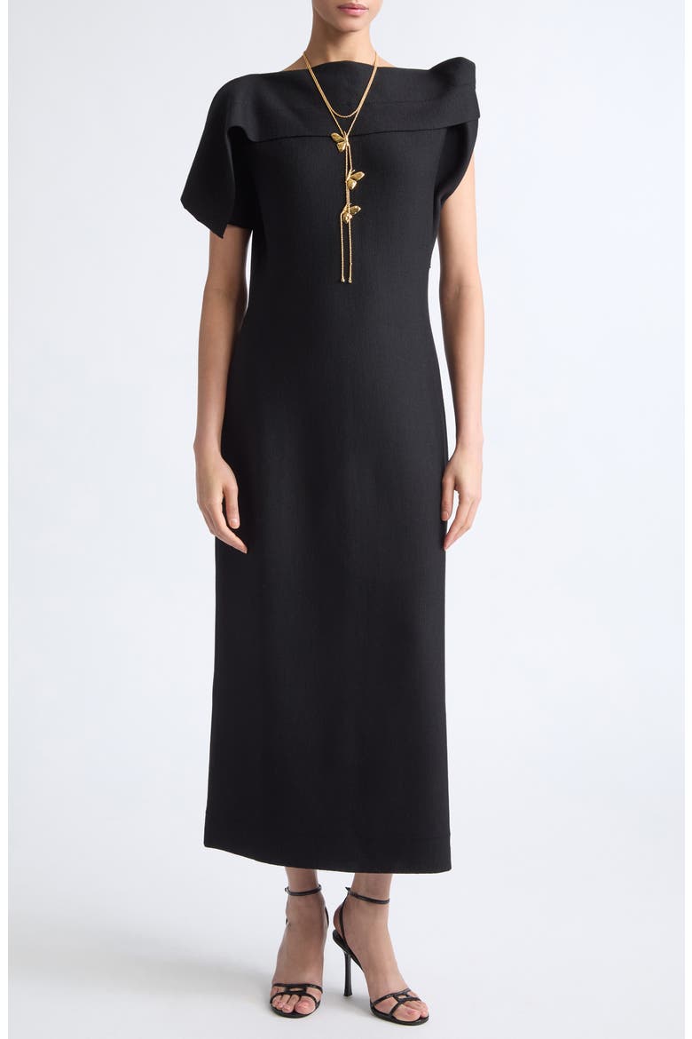 Drape Neck Sweater Dress, Main, color, BLACK
