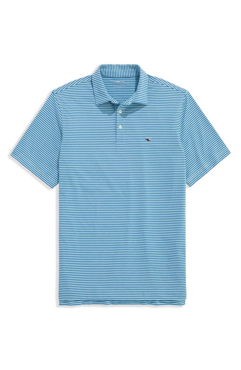 vineyard vines Bradley Stripe Sankaty Performance Polo, Main, color, Aqua Haze/ Tide Blue