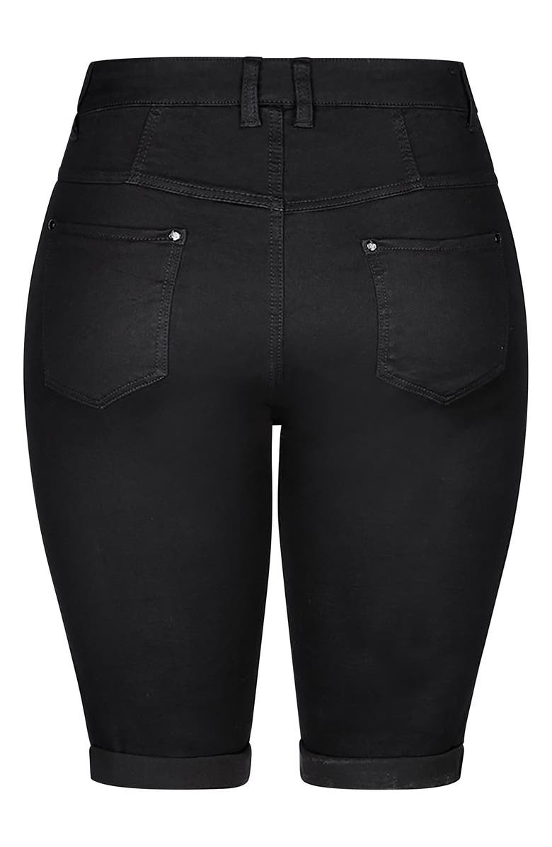 City Chic High Waist Cuffed Denim Bermuda Shorts, Alternate, color,