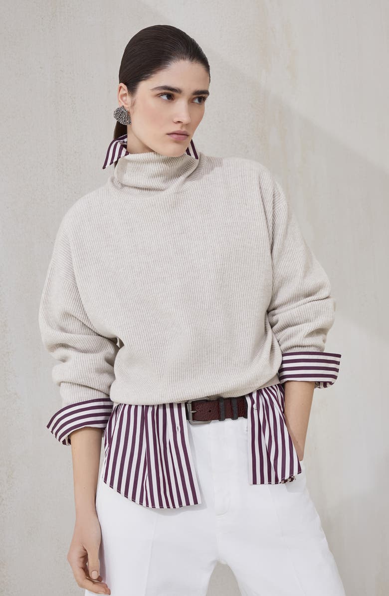 Brunello Cucinelli Wool, cashmere and silk sweater, Alternate, color, Cool Beige