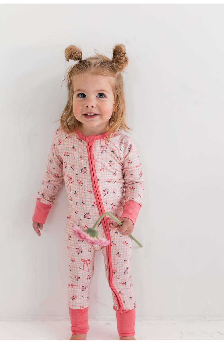 In My Jammers Charlotte Zipper Romper Sleepwear, Alternate, color, Pink Plaid / Floral