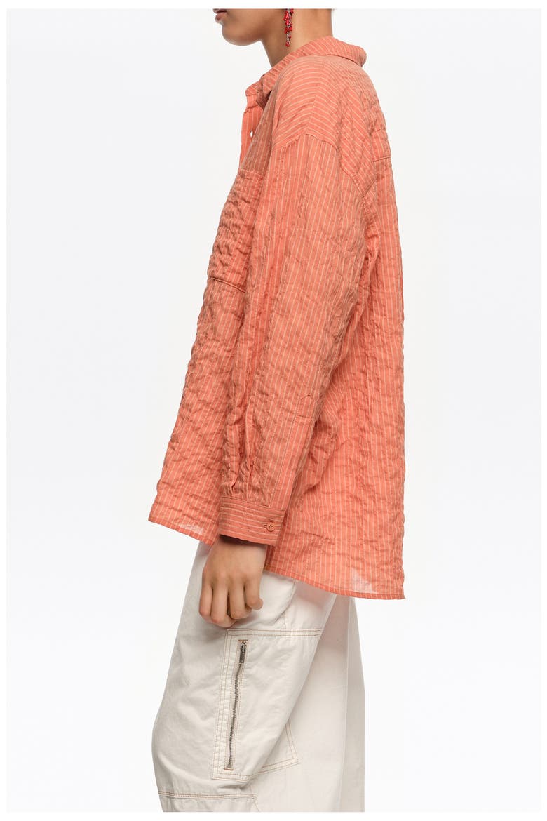 Embossed Cotton Shirt, Alternate, color, ORANGE