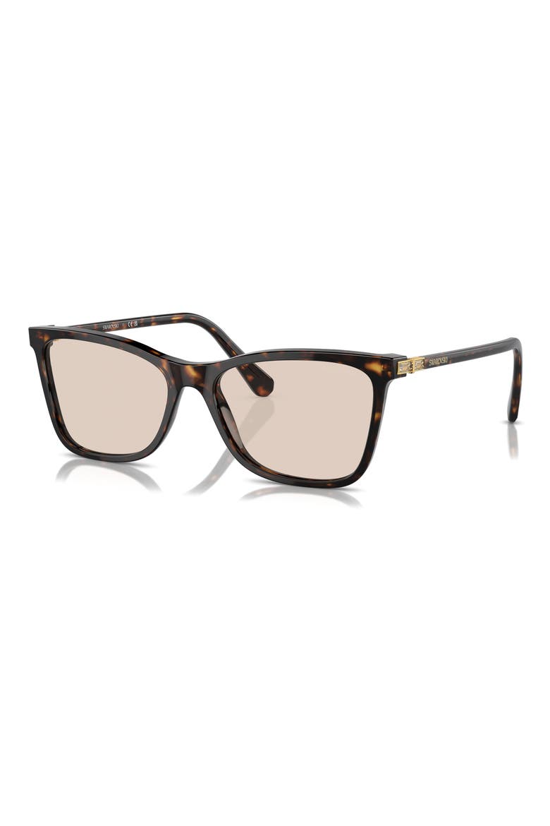 55mm Polarized Rectangle Sunglasses, Alternate, color, DK HAVANA