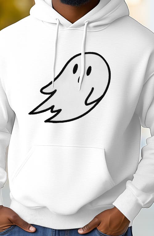Dalix Giant Ghost Fleece Hoodie In White
