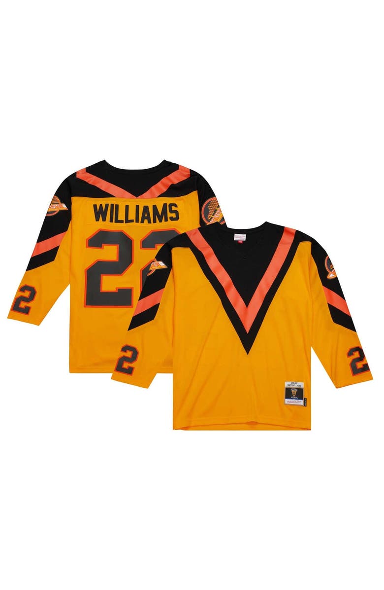 Mitchell & Ness Men's Mitchell & Ness Dave Williams Yellow Vancouver Canucks Men's 1981/82 Blue Line Player Jersey, Main, color, 