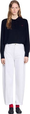 SANDRO Wool polo shirt with logo