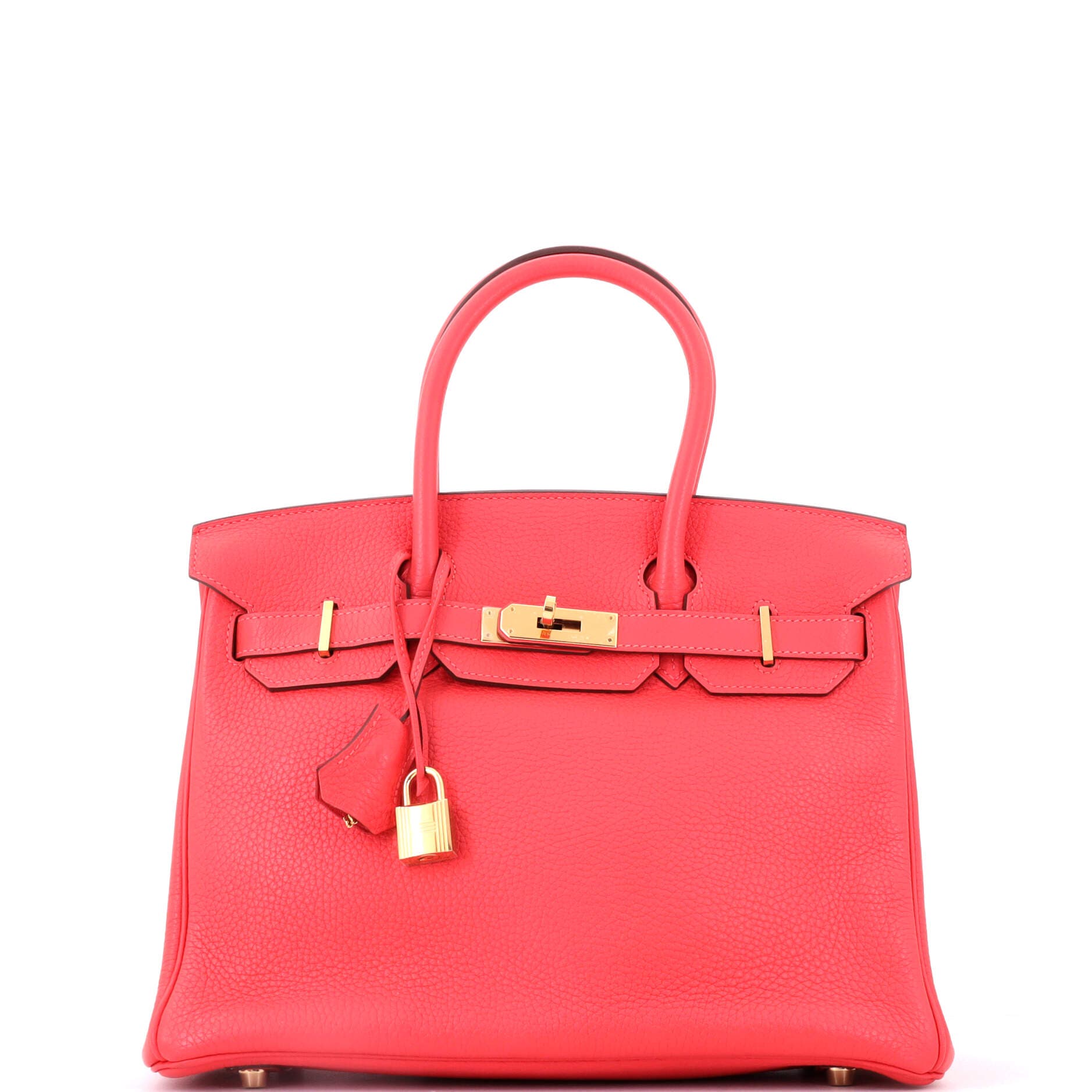 Birkin Handbag Pink Clemence with Gold Hardware 30, Main, color, Red