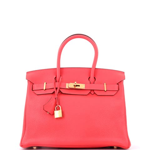 Birkin Handbag Pink Clemence with Gold Hardware 30