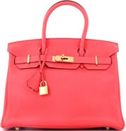 Pre-Owned Hermes Birkin Handbag Pink Clemence with Gold Hardware 30