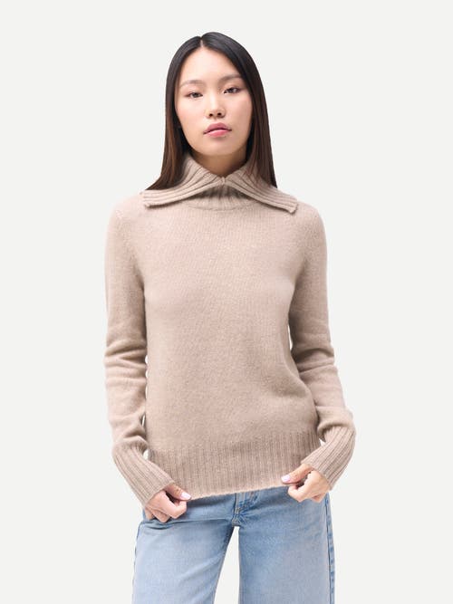 Gobi Cashmere Slit T-neck Sweater In Gray