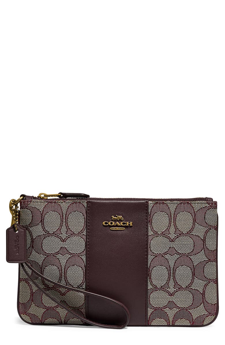COACH Signature Jacquard Small Wristlet, Main, color,