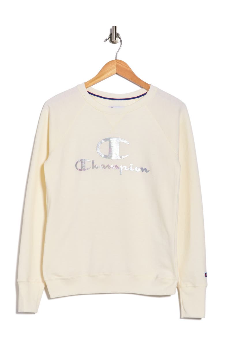 Champion Powerblend Logo Raglan Sweatshirt, Alternate, color,