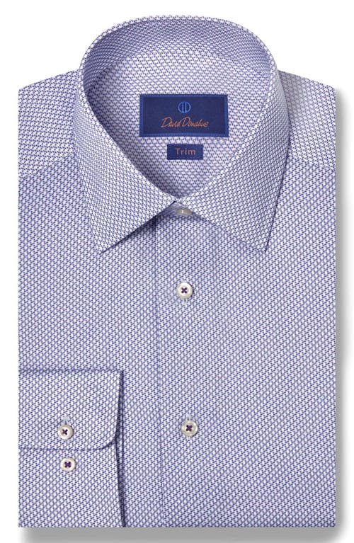 David Donahue Trim Fit Micro Print Dress Shirt in Purple/Sky 