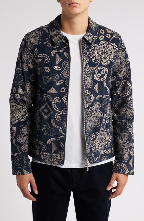 Wax London Park Floral Corduroy Jacket in Midnight 