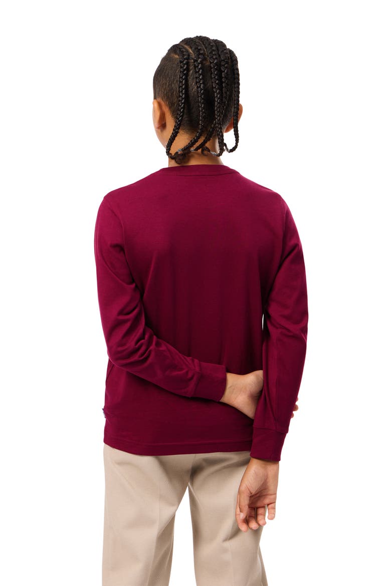 Kids' Lakewood Embroidered Long Sleeve Pima Cotton T-Shirt, Alternate, color, CRIMSON